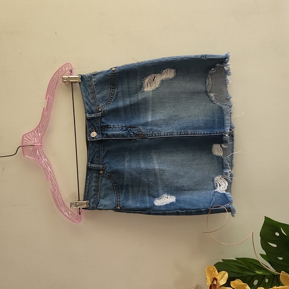 Rewash Brand Size 5 Distressed Denim Blue Jeans  Mini Skirt - Picture 1 of 9